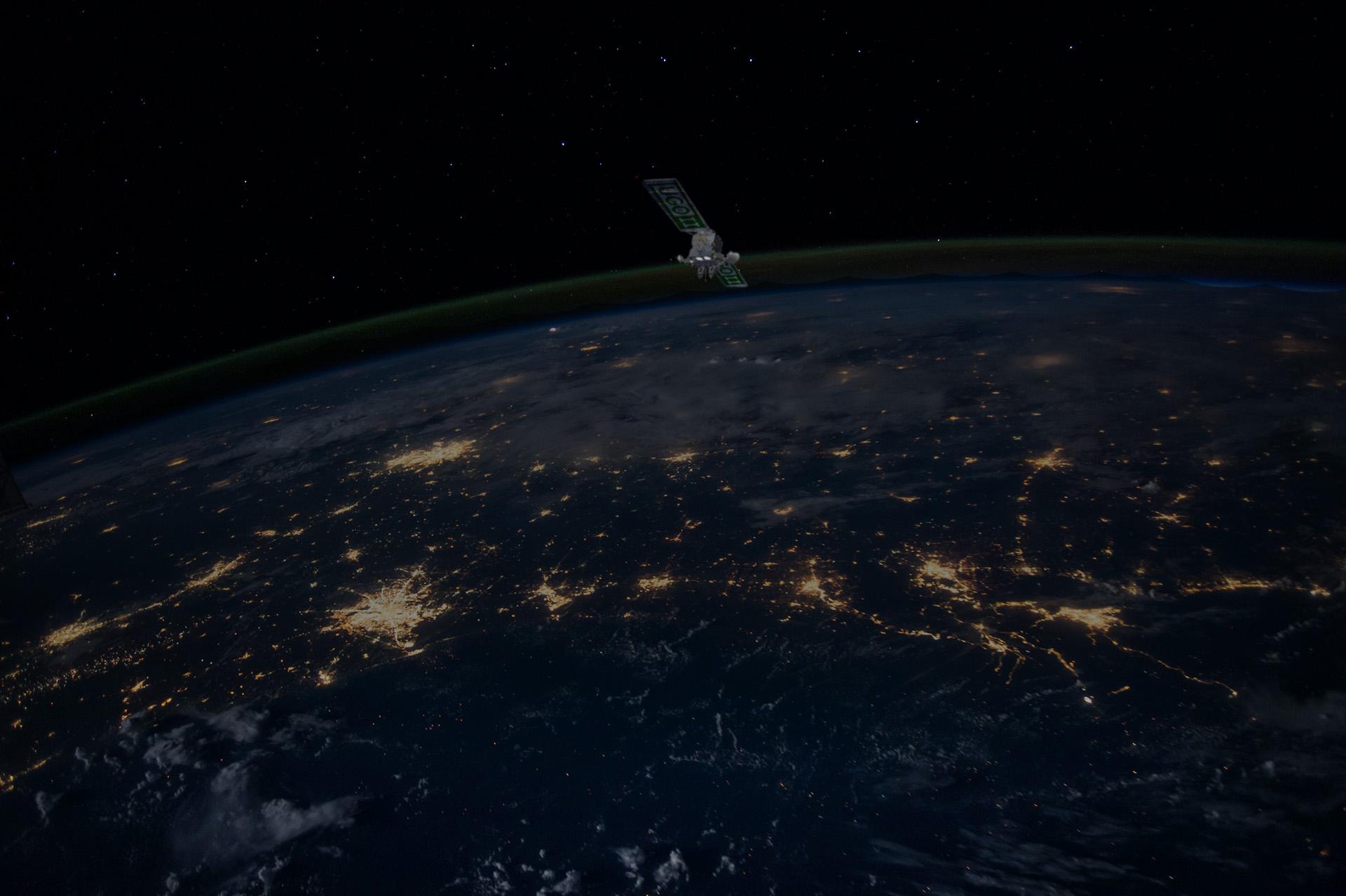 The Earth from space at night.